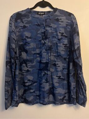 Joe Fresh Blue Camo Button-Down Shirt
